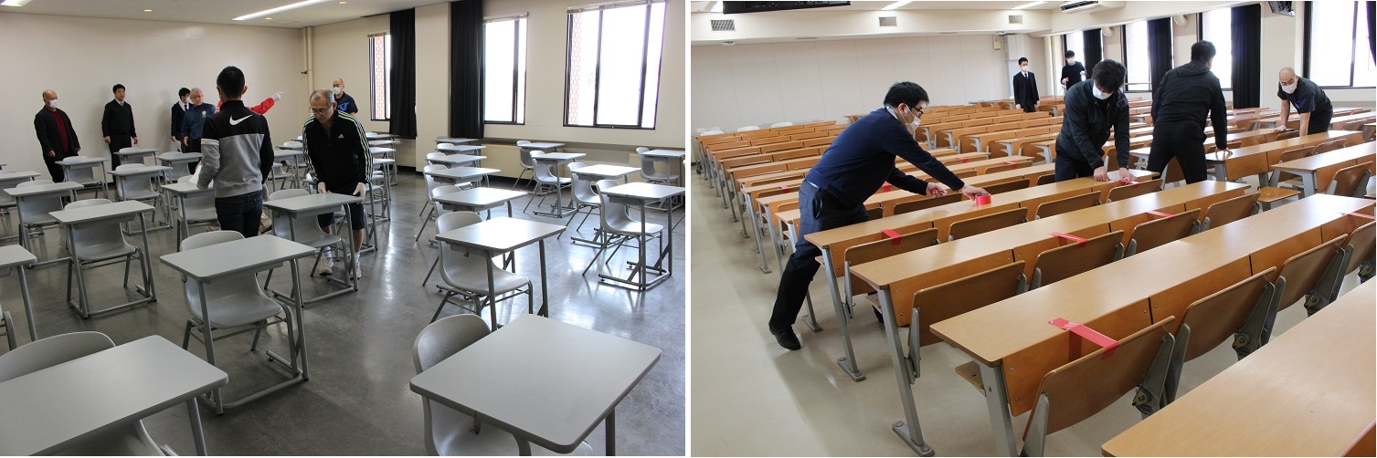 教室の環境整備を行う様子