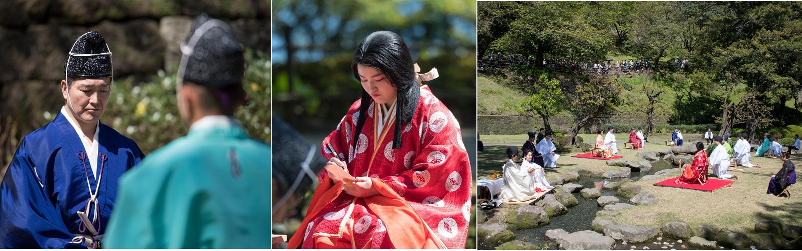 竹中准教授（左）と剣道部の妹尾舞香さん（中央）