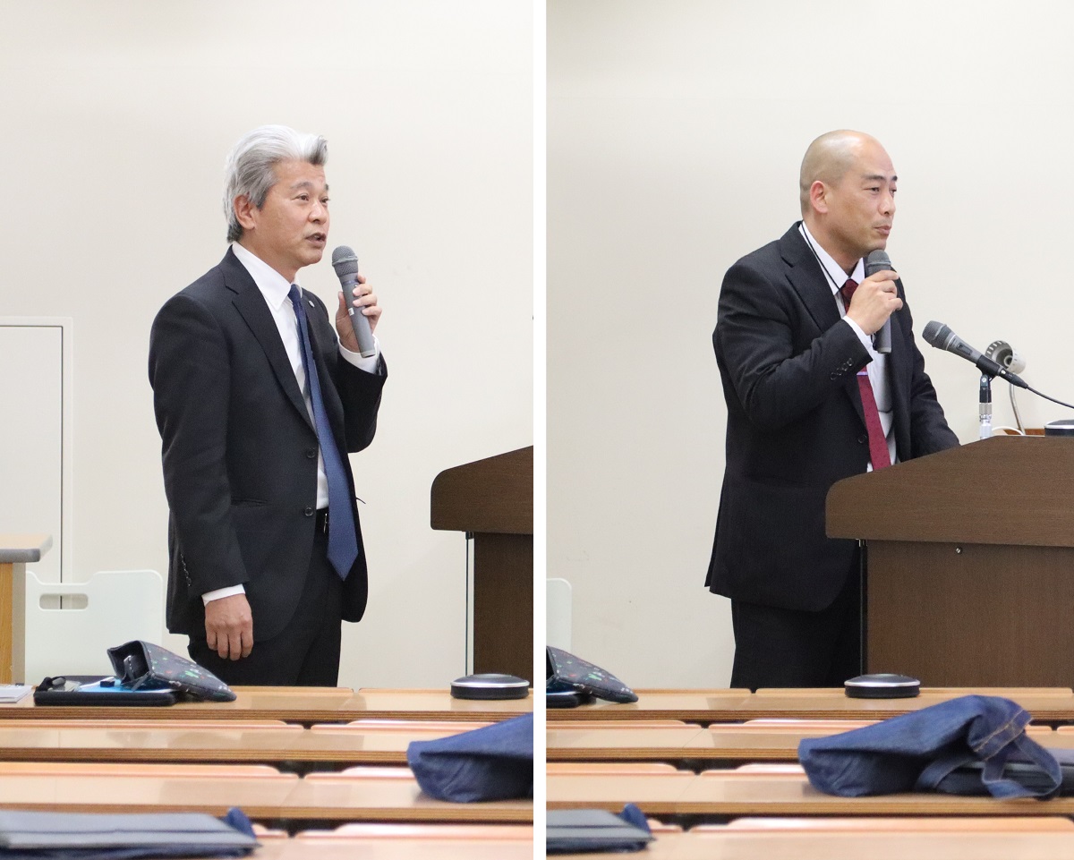室の概要を説明する室長
（左）田巻 弘之リサーチアドミニストレーション室長
（右）浜田 幸史教育支援室長
